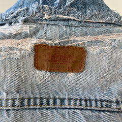 1980s Thrashed and Repaired Denim Levis Trucker Jacket - the backside!