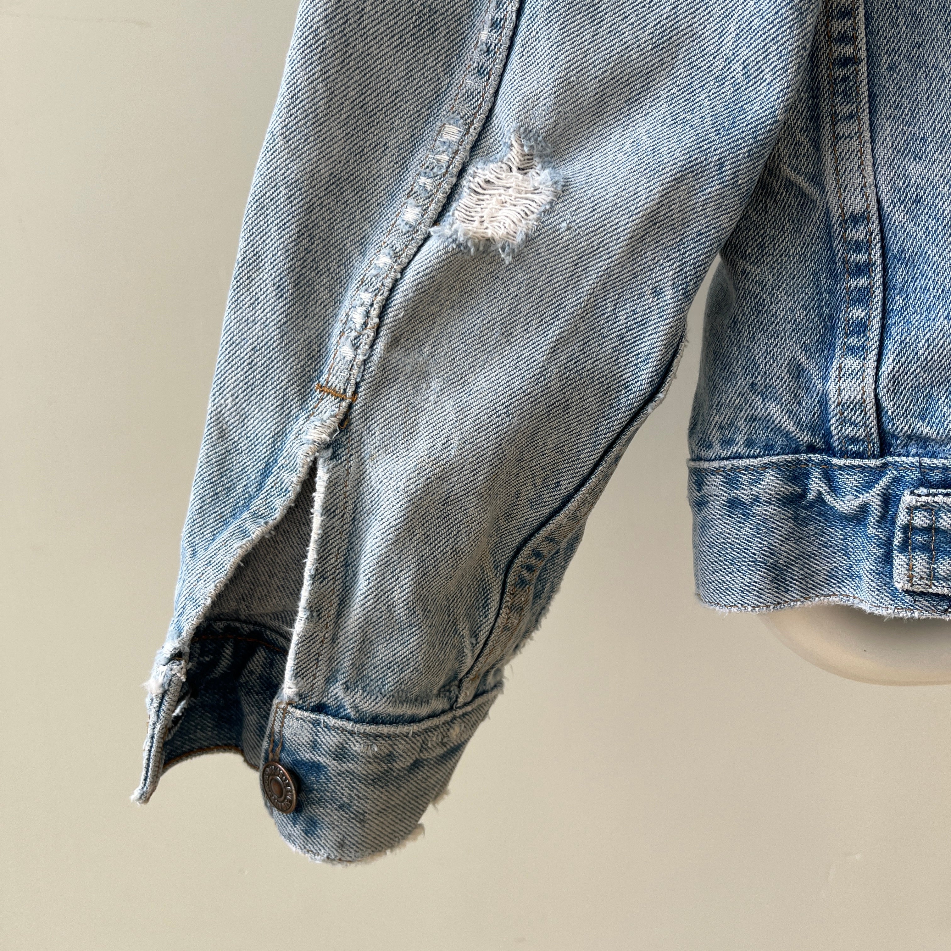 1980s Thrashed and Repaired Denim Levis Trucker Jacket - the backside!