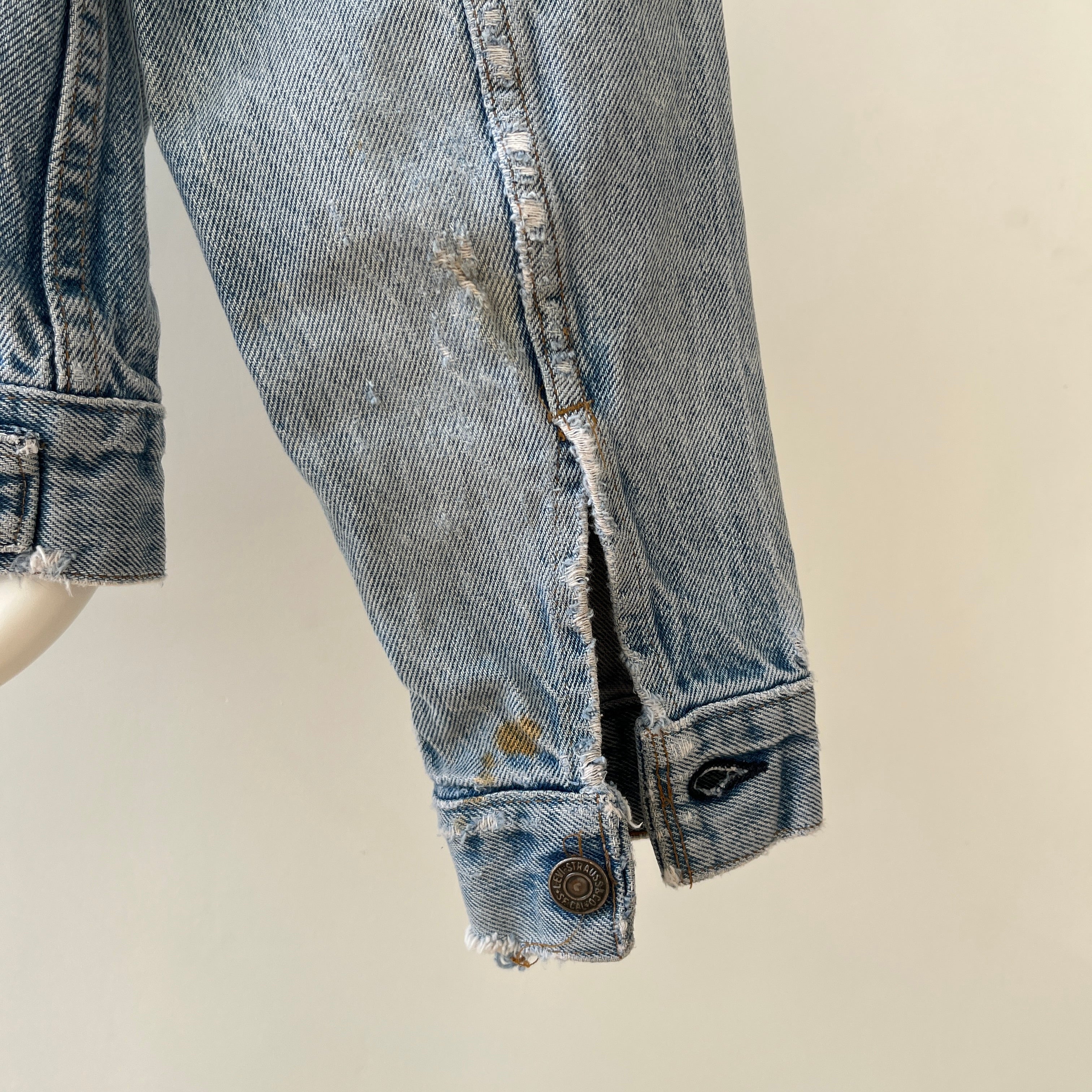 1980s Thrashed and Repaired Denim Levis Trucker Jacket - the backside!