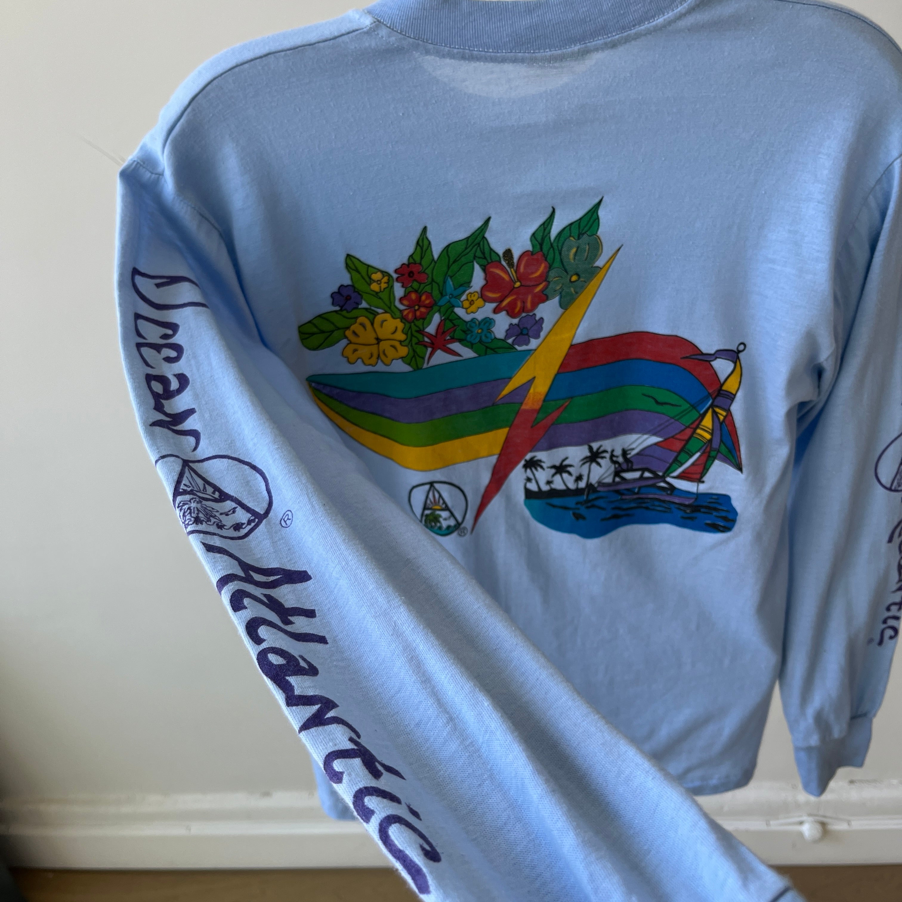 1980's Ocean Atlantic Graphic Long Sleeve T-Shirt