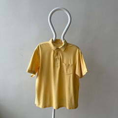 1980s Faded Yellow Beat Up Polo Shirt