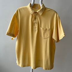 1980s Faded Yellow Beat Up Polo Shirt