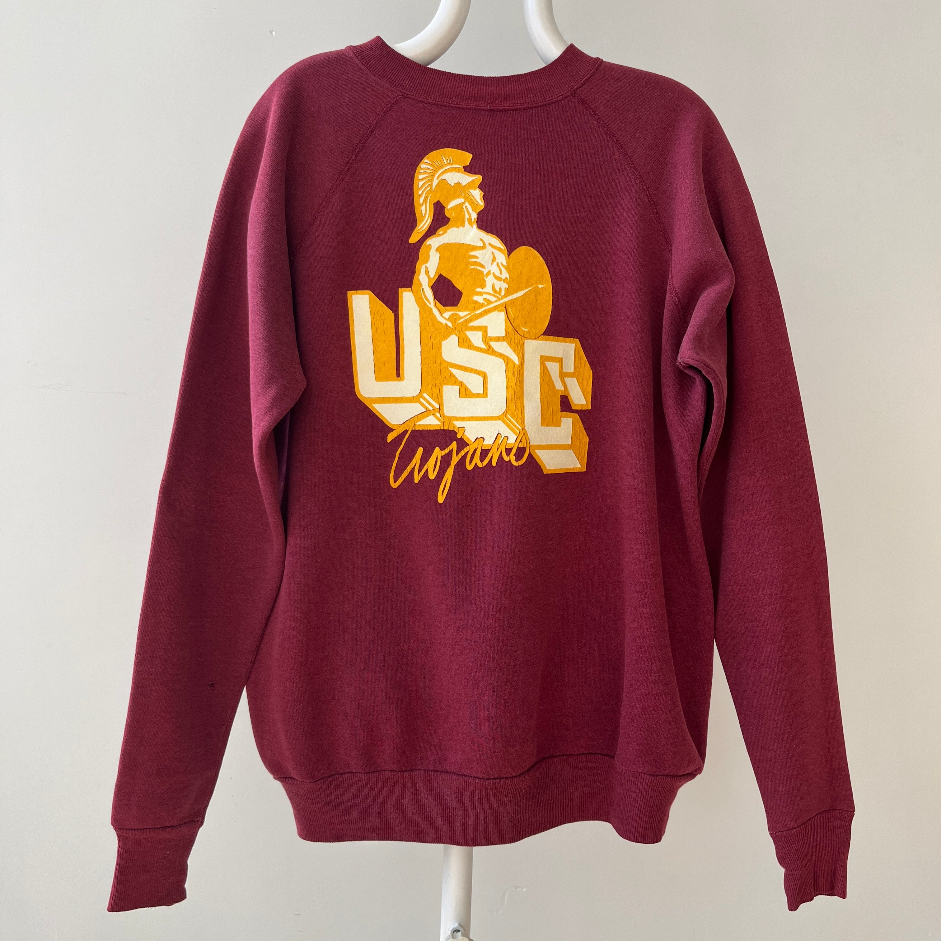 1980s/90s Burgundy USC Trojans Sweatshirt - FIGHT ON