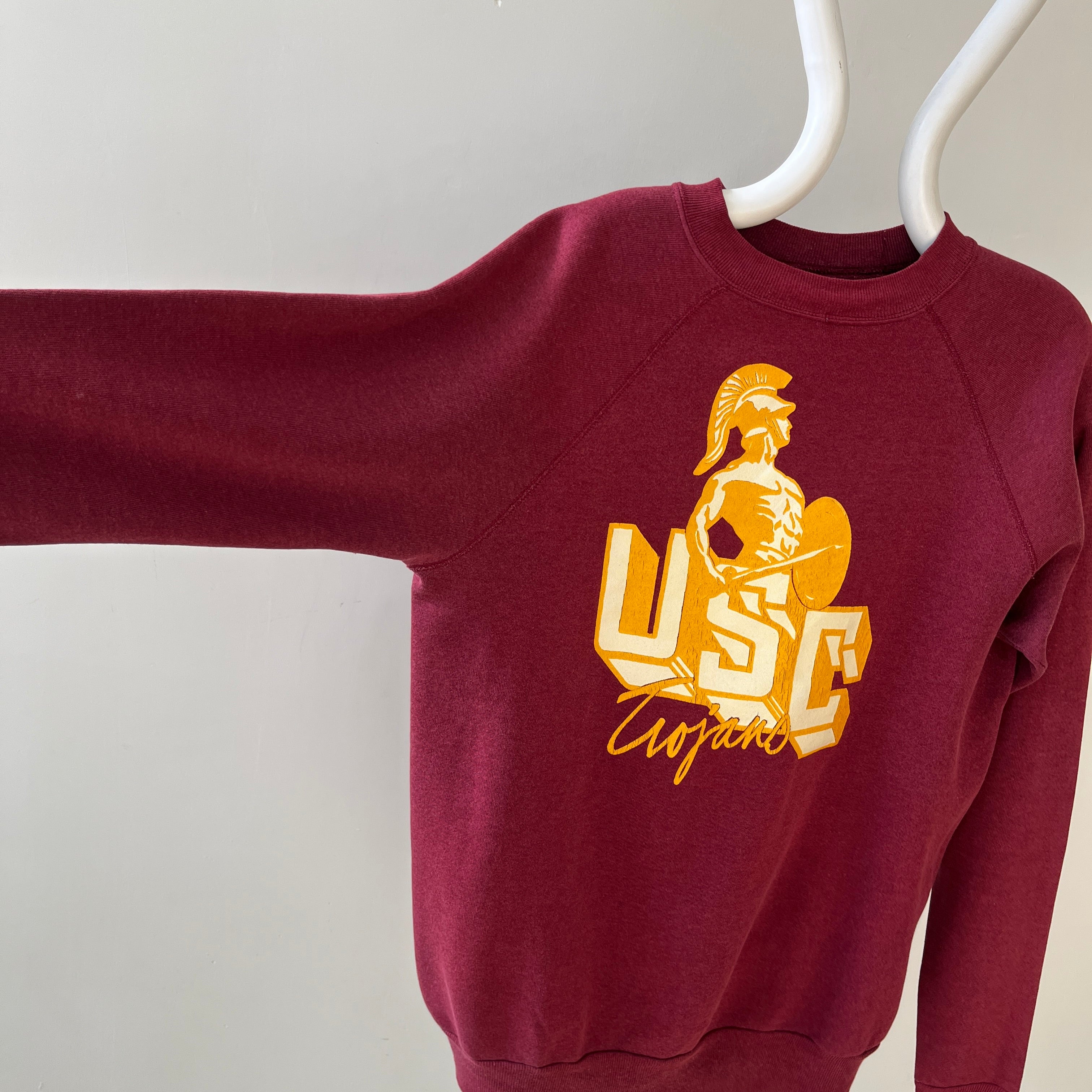 1980s/90s Burgundy USC Trojans Sweatshirt - FIGHT ON