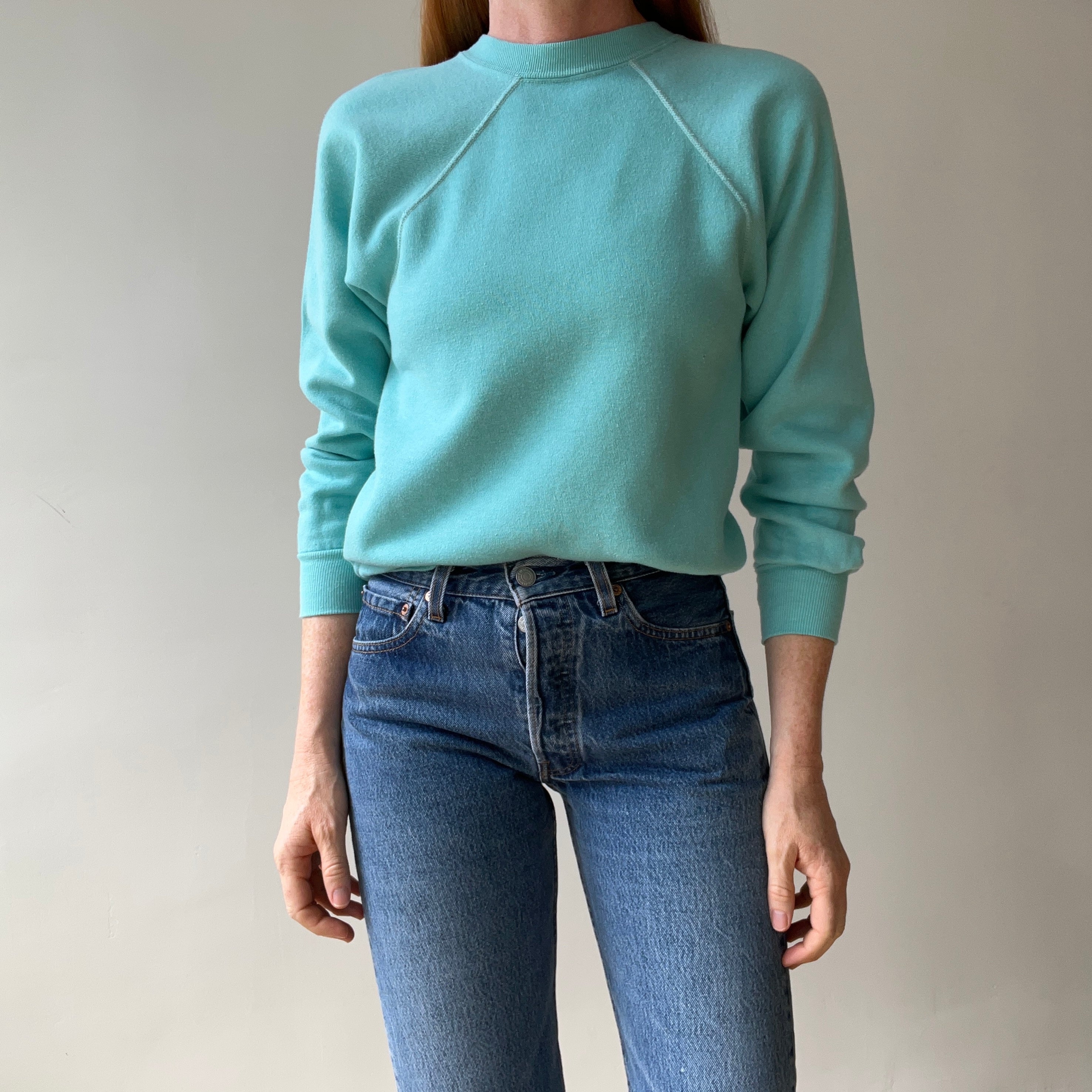 1970s Blank Turquoise Sweatshirt