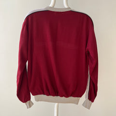 1970s Burgundy Terry Cloth Striped Sweatshirt