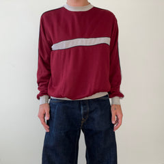1970s Burgundy Terry Cloth Striped Sweatshirt