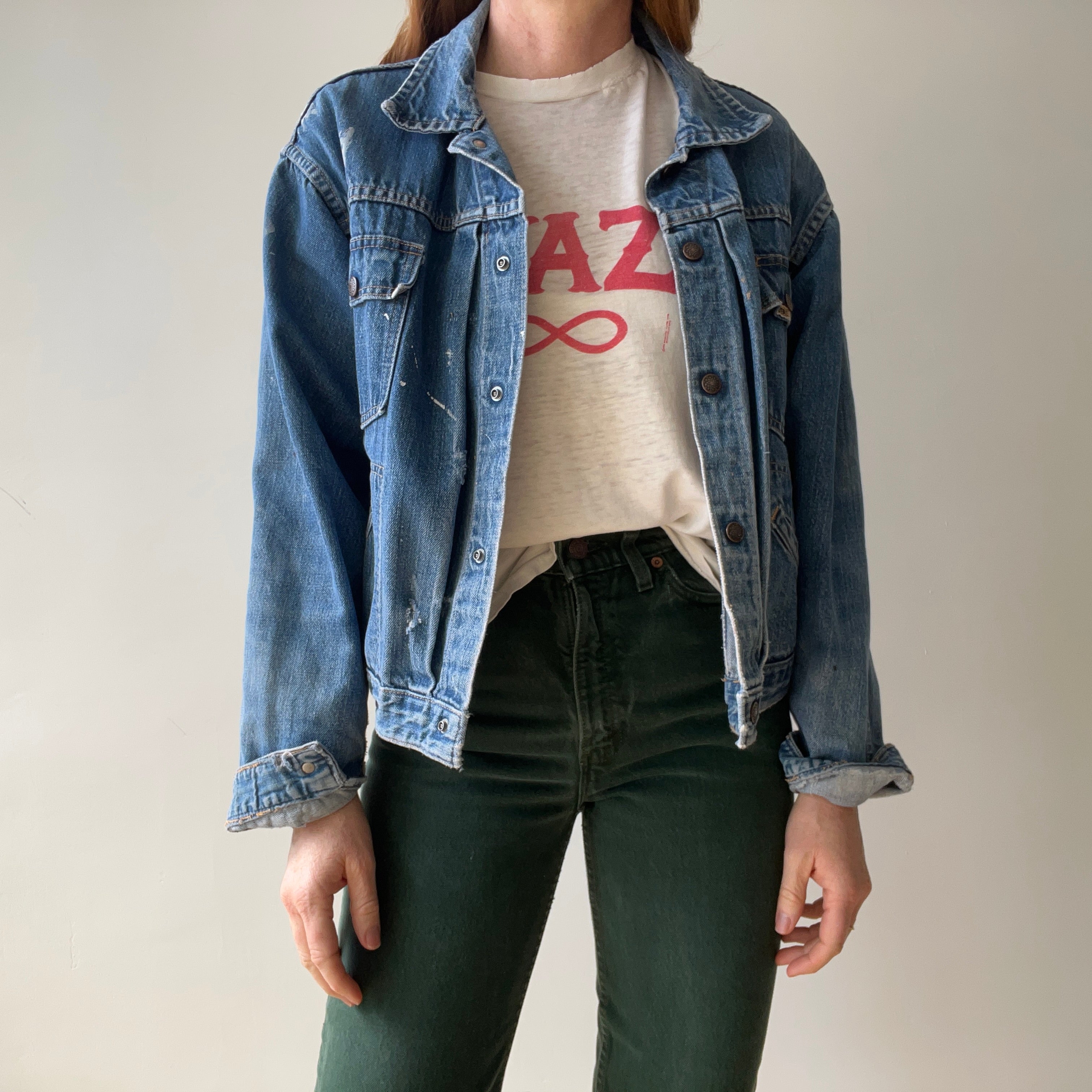 1970s Selvedge Paint Stained Type Two Style Denim Jean Jacket - WOAH