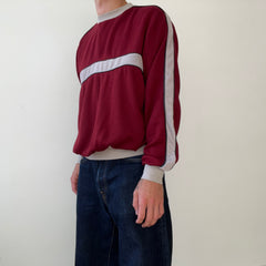 1970s Burgundy Terry Cloth Striped Sweatshirt