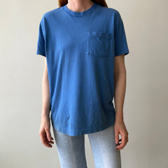 1980s Soft and Slouchy Cotton Dodger (or French) Blue FOTL Pocket T-Shirt