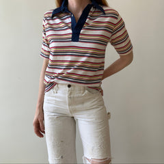 1970s Striped Polo Style T-Shirt
