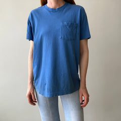 1980s Soft and Slouchy Cotton Dodger (or French) Blue FOTL Pocket T-Shirt