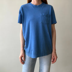 1980s Soft and Slouchy Cotton Dodger (or French) Blue FOTL Pocket T-Shirt