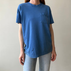 1980s Soft and Slouchy Cotton Dodger (or French) Blue FOTL Pocket T-Shirt