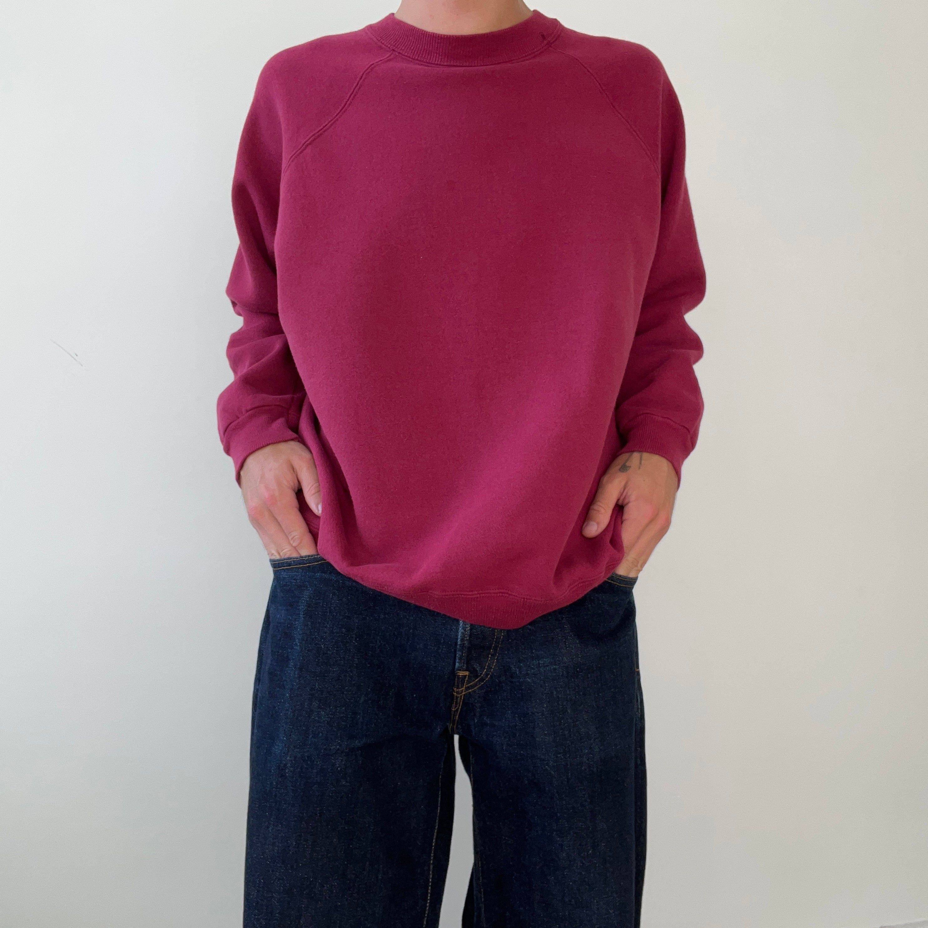 1990s Blank Burgundy Hanes Her Way Sweatshirt