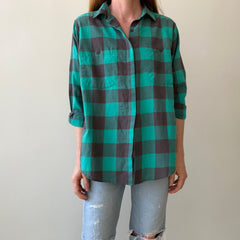 1980s/90s Teal Checkered Plaid Button Up - It's a VENEZIA!