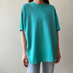 1980s Tattered Beyond Blown Out Backside Turquoise Blue/Seafoam Green