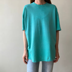 1980s Tattered Beyond Blown Out Backside Turquoise Blue/Seafoam Green