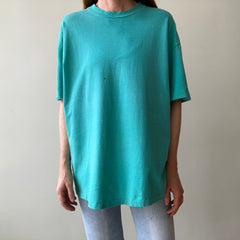 1980s Tattered Beyond Blown Out Backside Turquoise Blue/Seafoam Green