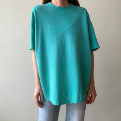 1980s Tattered Beyond Blown Out Backside Turquoise Blue/Seafoam Green