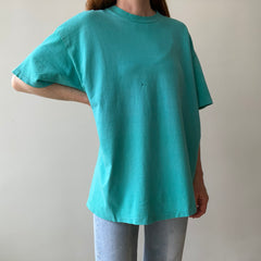 1980s Tattered Beyond Blown Out Backside Turquoise Blue/Seafoam Green