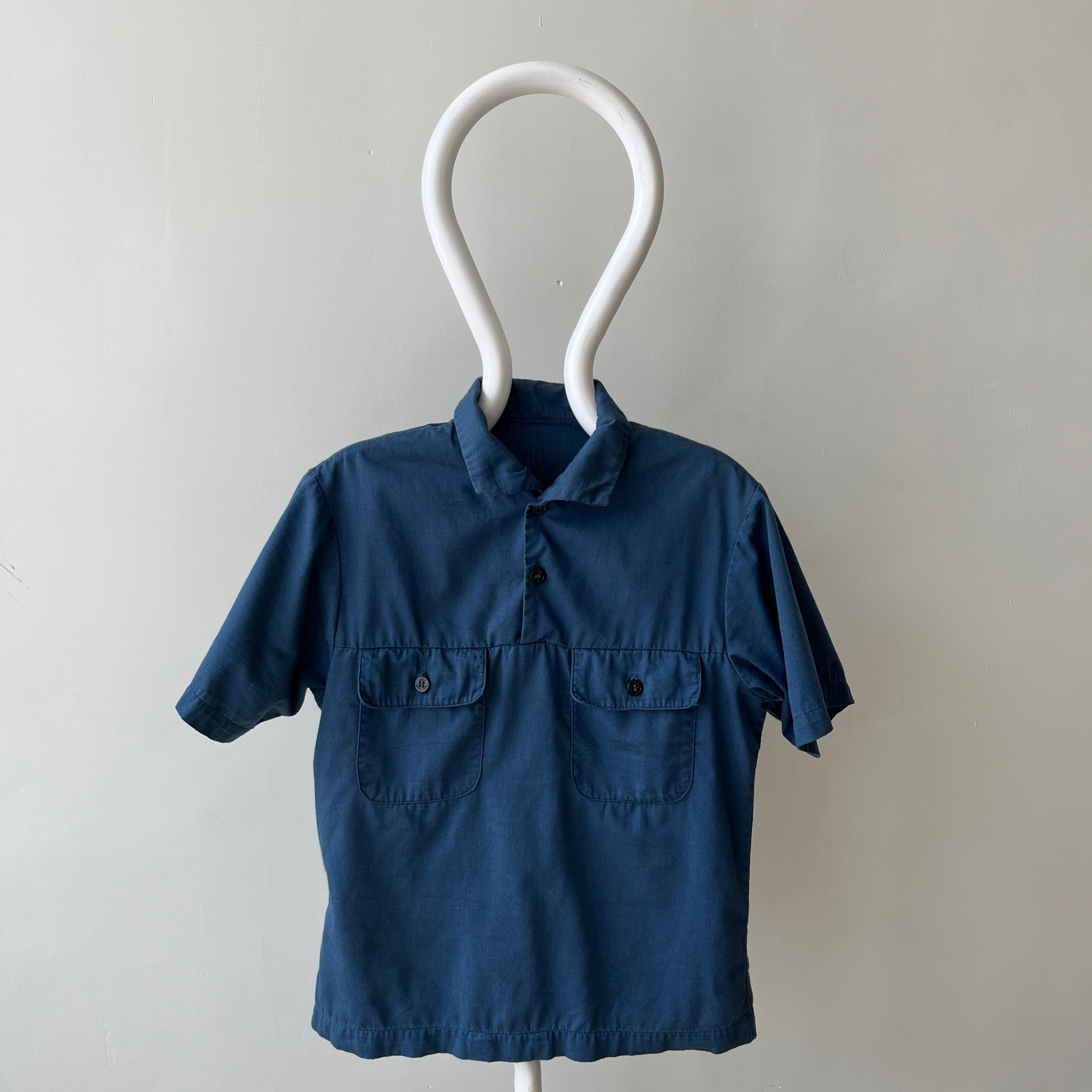 1971 US Military Naval Short Sleeve 1/4 Button Up Navy Shirt
