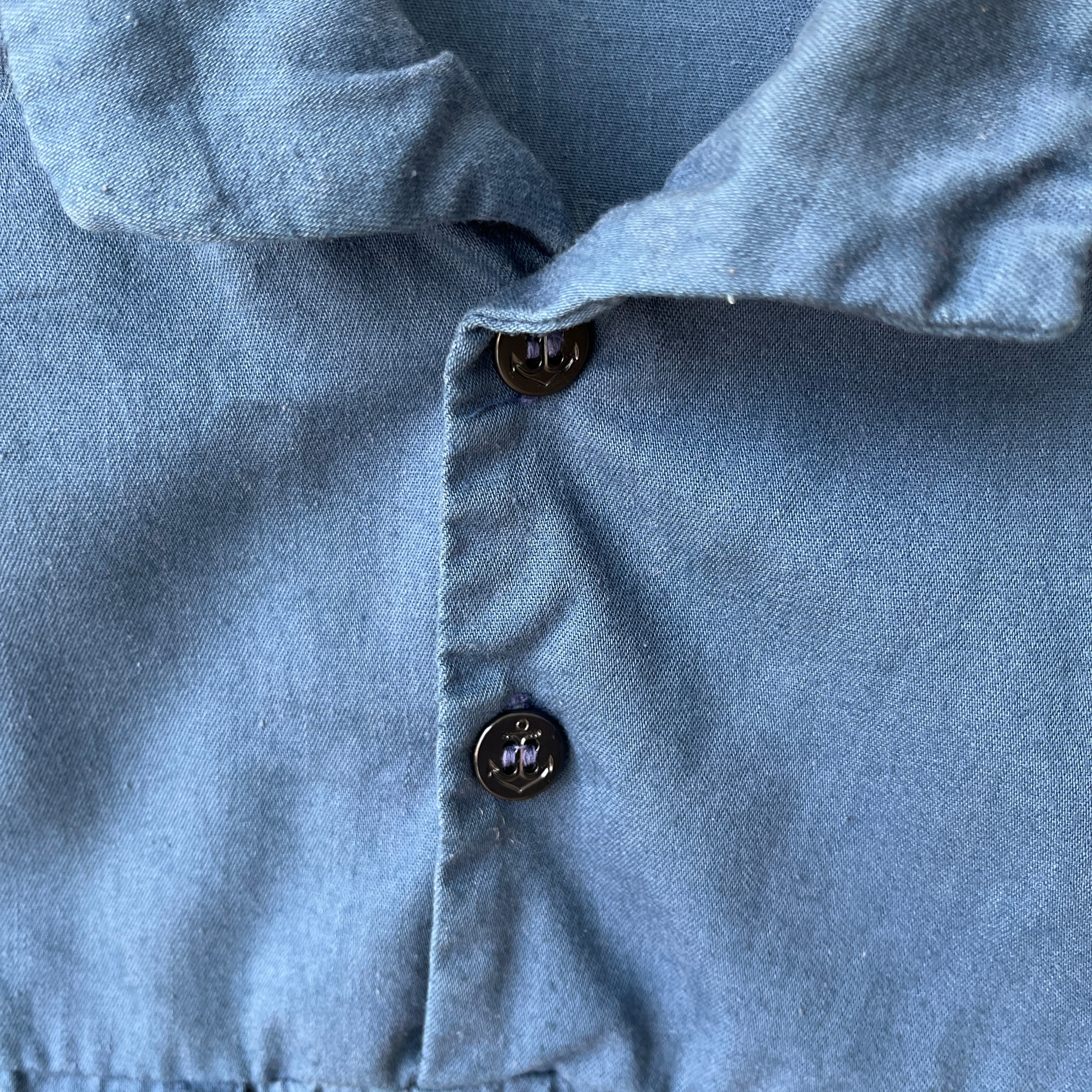 1971 US Military Naval Short Sleeve 1/4 Button Up Navy Shirt