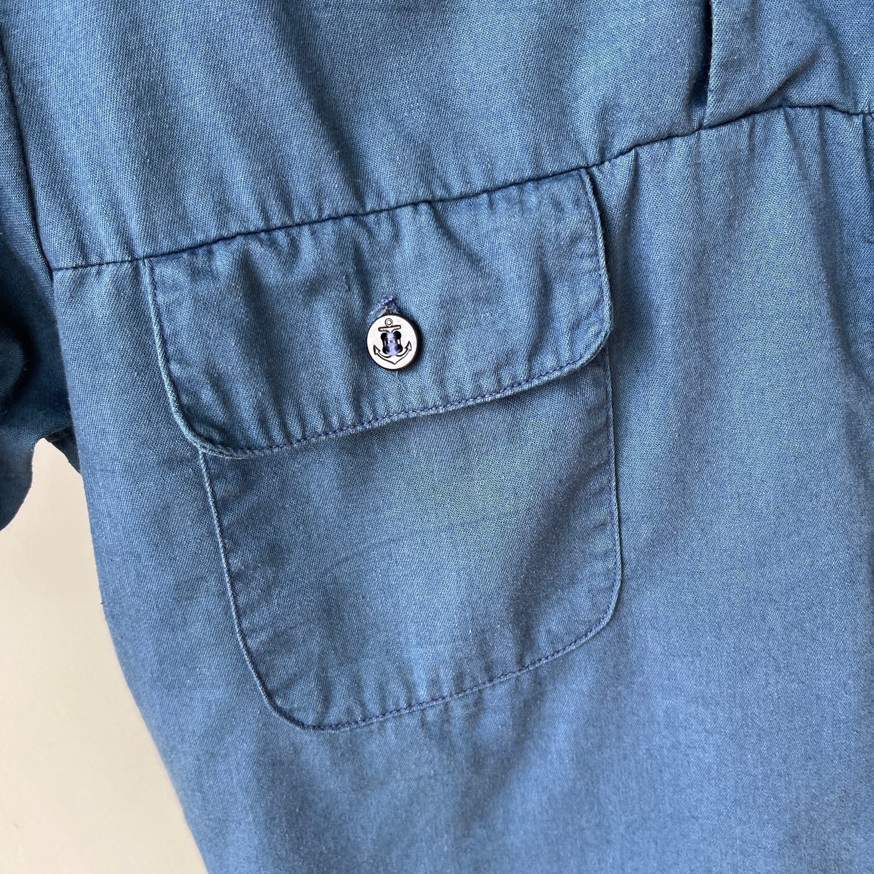 1971 US Military Naval Short Sleeve 1/4 Button Up Navy Shirt
