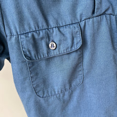 1971 US Military Naval Short Sleeve 1/4 Button Up Navy Shirt