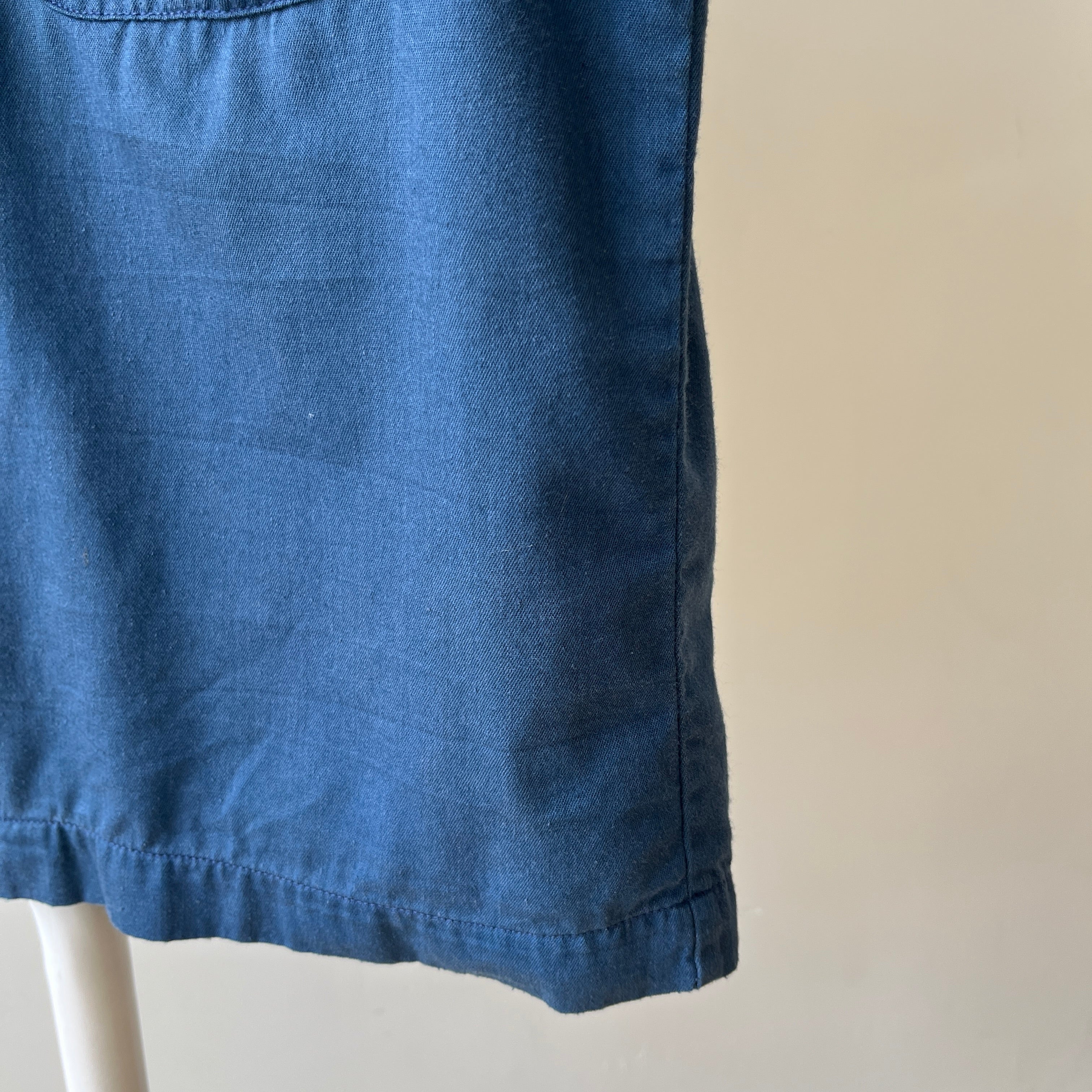 1971 US Military Naval Short Sleeve 1/4 Button Up Navy Shirt