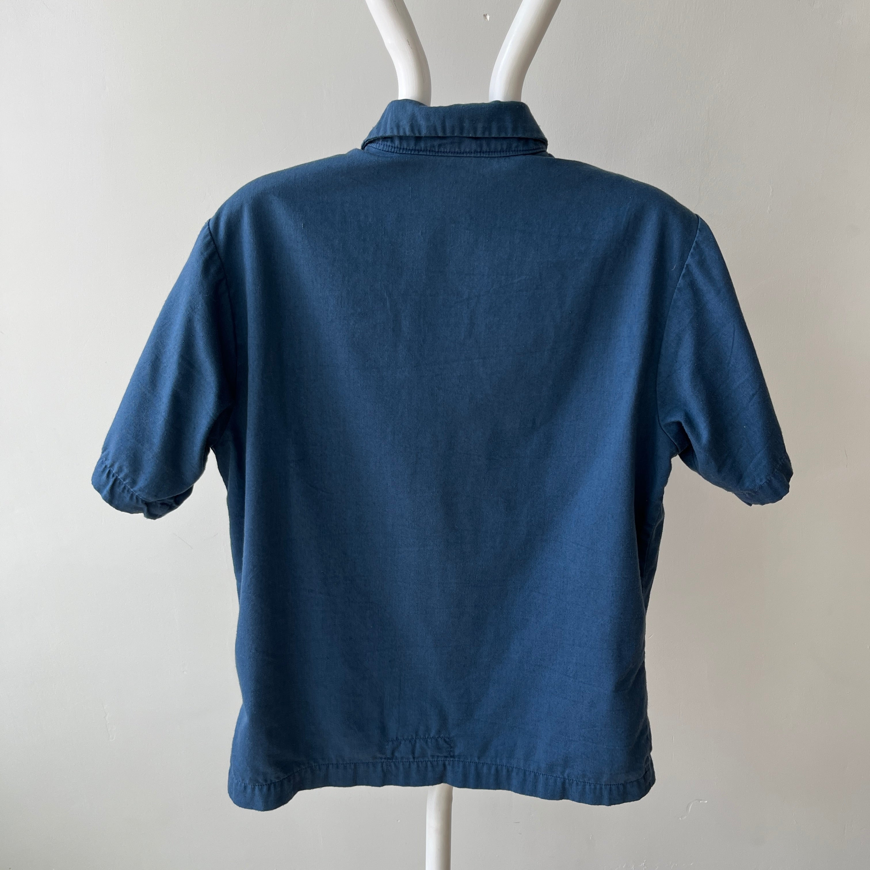 1971 US Military Naval Short Sleeve 1/4 Button Up Navy Shirt