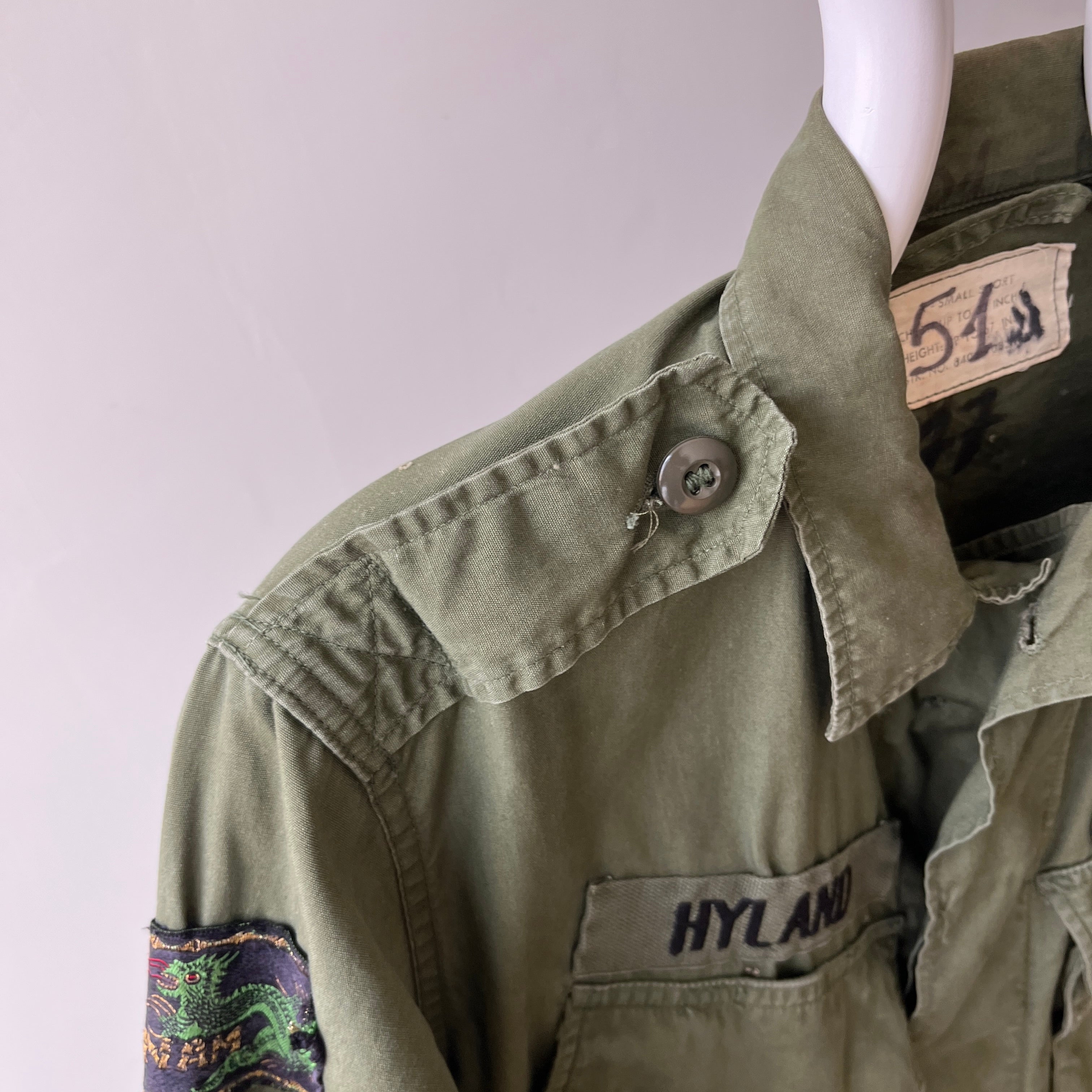 1960s OG 107 Vietnam Era and Patched Smaller Size Jacket - The Arm Patches! Collectible