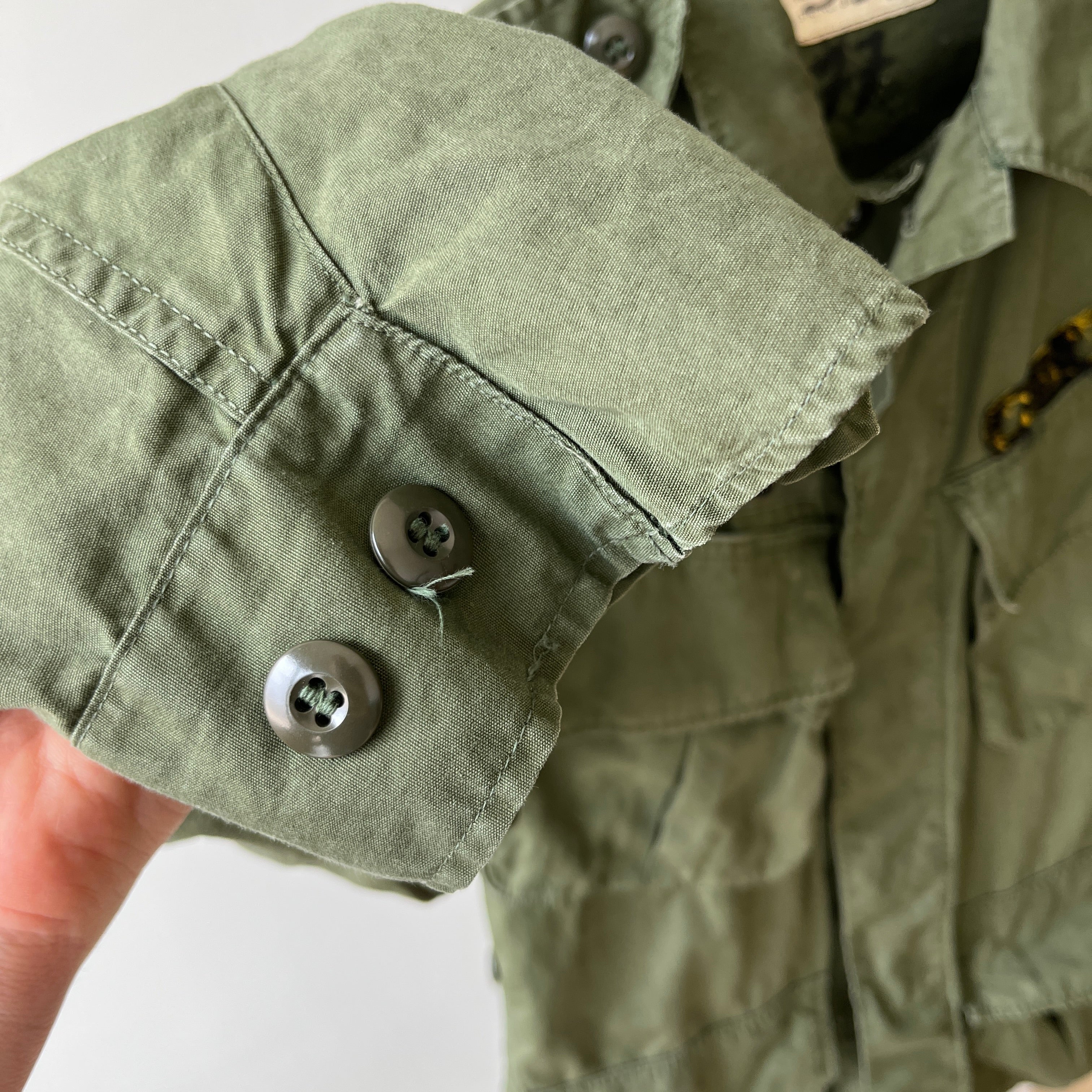 1960s OG 107 Vietnam Era and Patched Smaller Size Jacket - The Arm Patches! Collectible