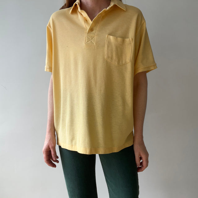 1980s Faded Yellow Beat Up Polo Shirt