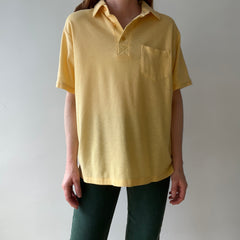 1980s Faded Yellow Beat Up Polo Shirt