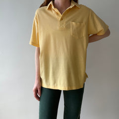 1980s Faded Yellow Beat Up Polo Shirt