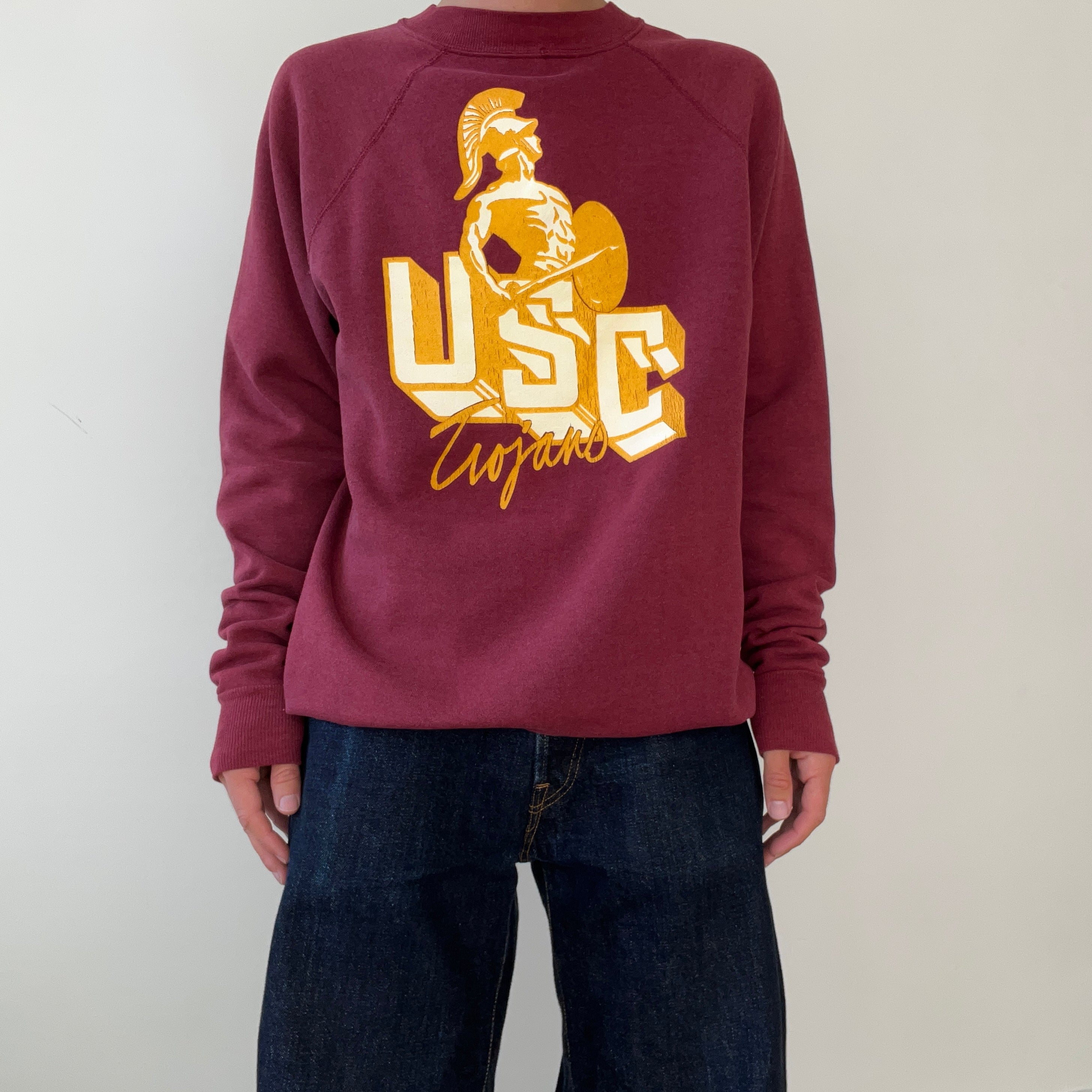 1980s/90s Burgundy USC Trojans Sweatshirt - FIGHT ON