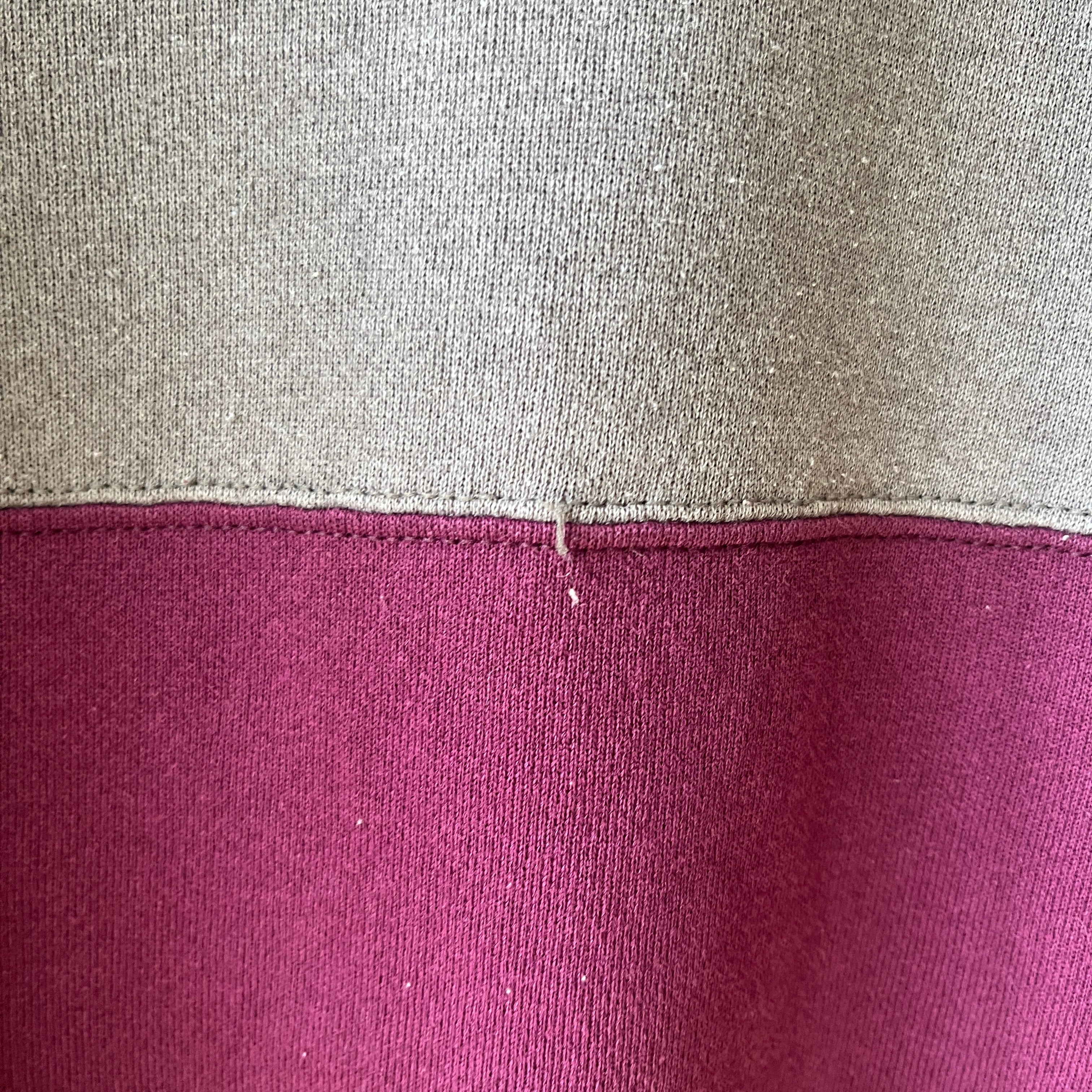 1990s Two Tone Gray and Maroon Sweatshirt