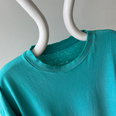 1980s Tattered Beyond Blown Out Backside Turquoise Blue/Seafoam Green