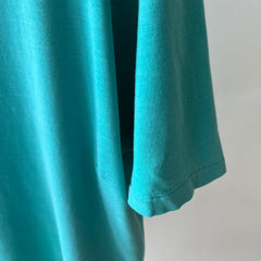 1980s Tattered Beyond Blown Out Backside Turquoise Blue/Seafoam Green