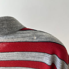 1980s Striped Polo Style T-Shirt