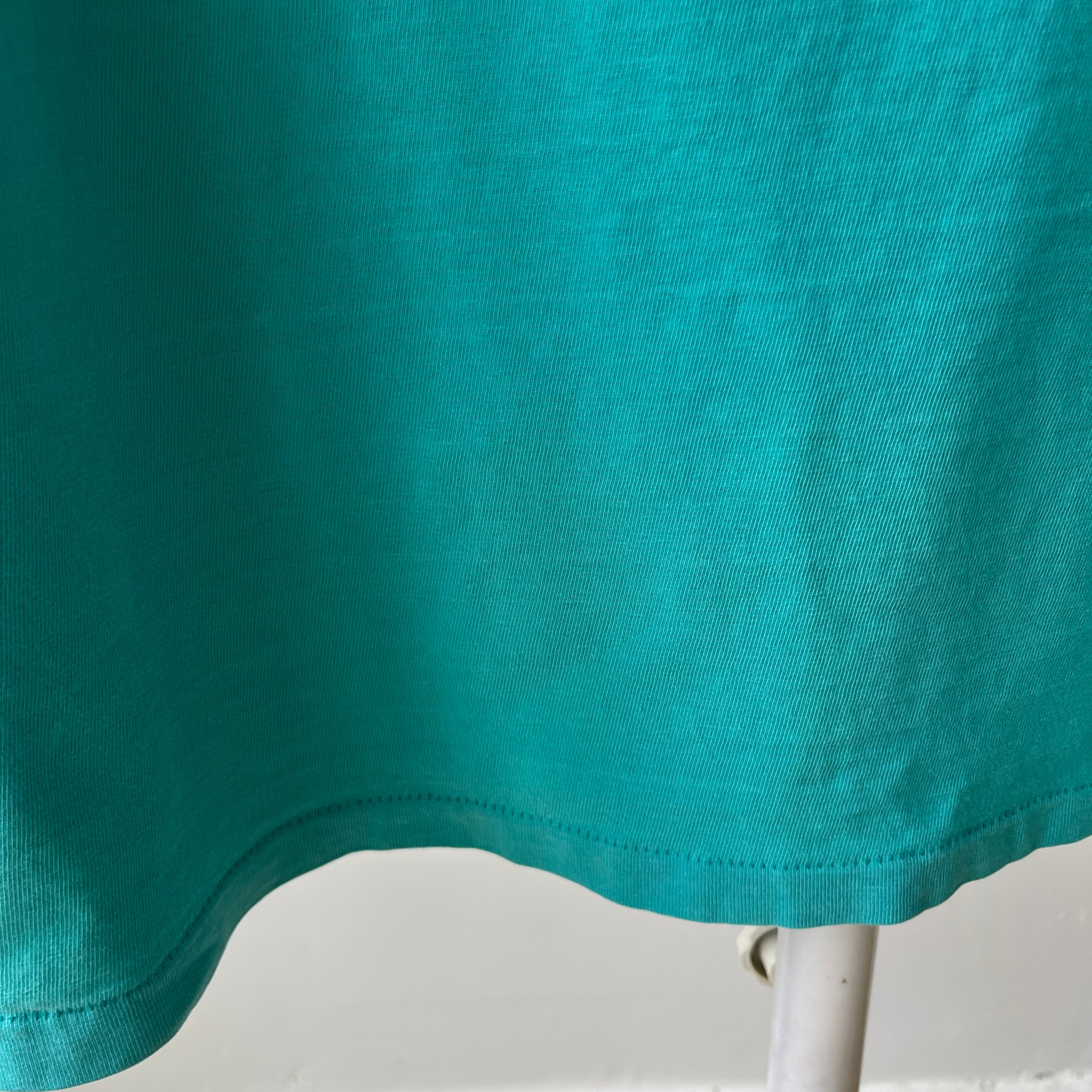 1980s Tattered Beyond Blown Out Backside Turquoise Blue/Seafoam Green