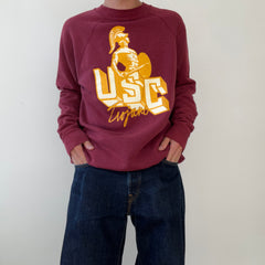 1980s/90s Burgundy USC Trojans Sweatshirt - FIGHT ON