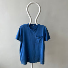 1980s Soft and Slouchy Cotton Dodger (or French) Blue FOTL Pocket T-Shirt