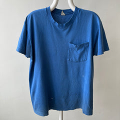 1980s Soft and Slouchy Cotton Dodger (or French) Blue FOTL Pocket T-Shirt