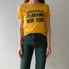 1970s Yellow, Where The Hell is Salamanca New York T-shirt