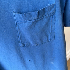 1980s Soft and Slouchy Cotton Dodger (or French) Blue FOTL Pocket T-Shirt