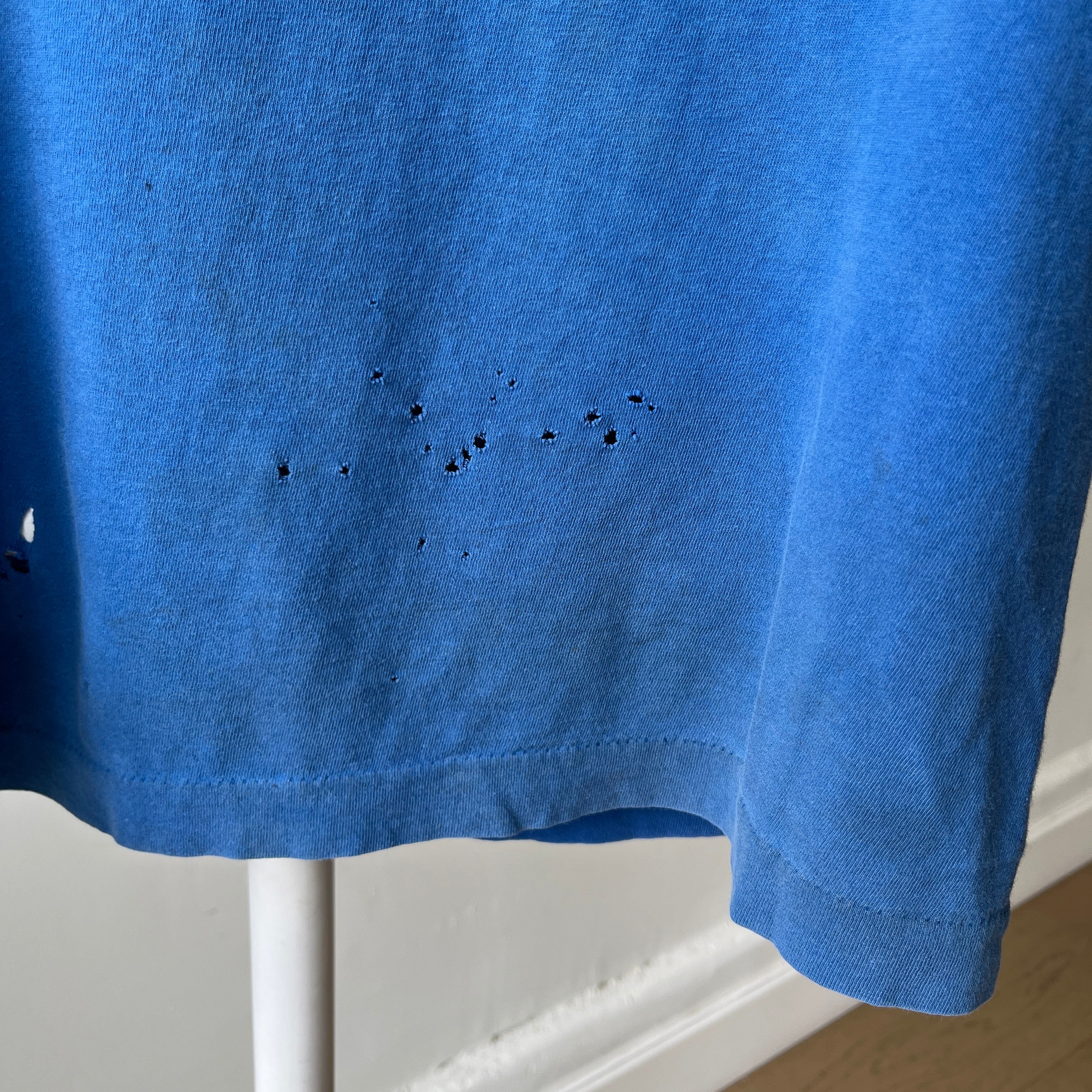 1980s Soft and Slouchy Cotton Dodger (or French) Blue FOTL Pocket T-Shirt