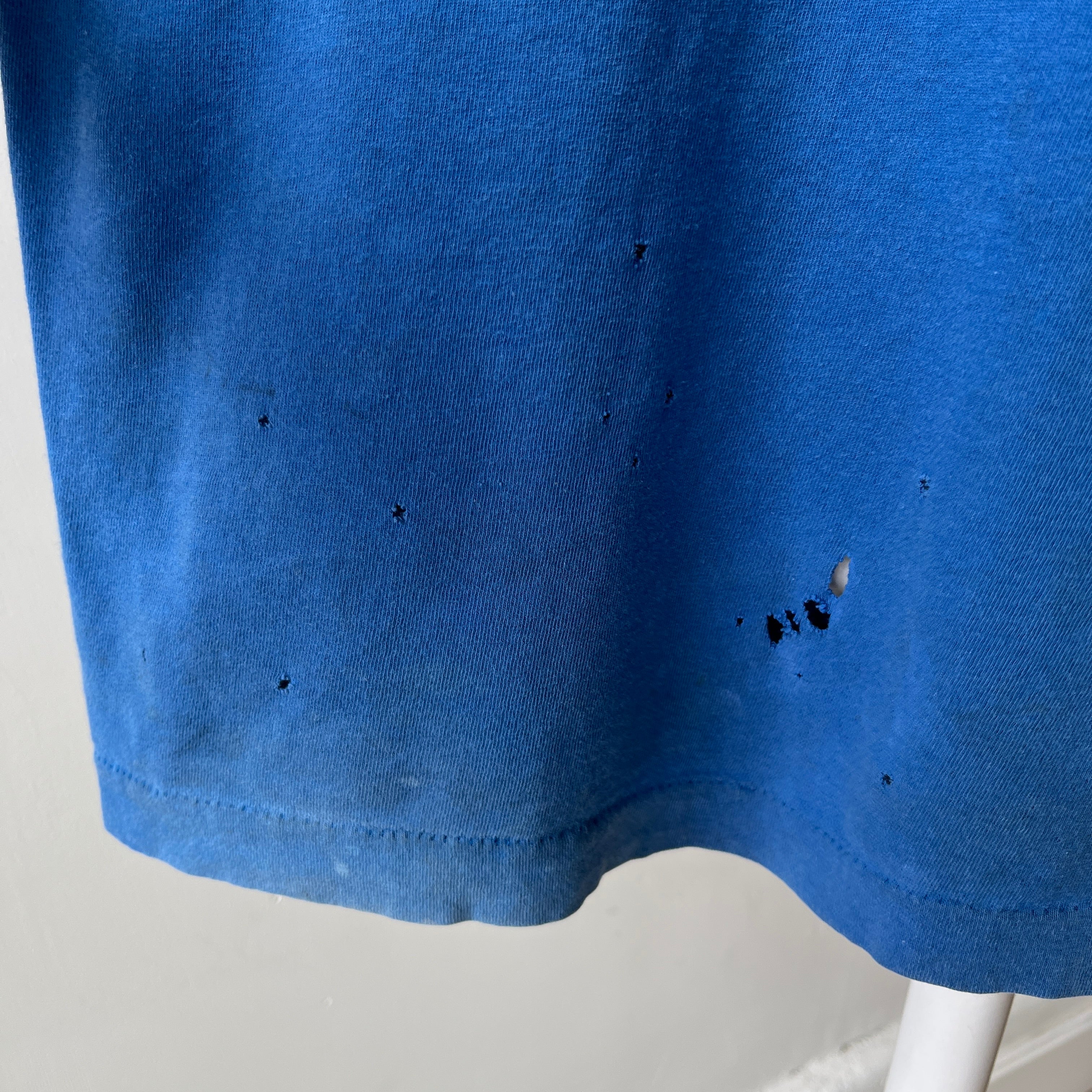 1980s Soft and Slouchy Cotton Dodger (or French) Blue FOTL Pocket T-Shirt