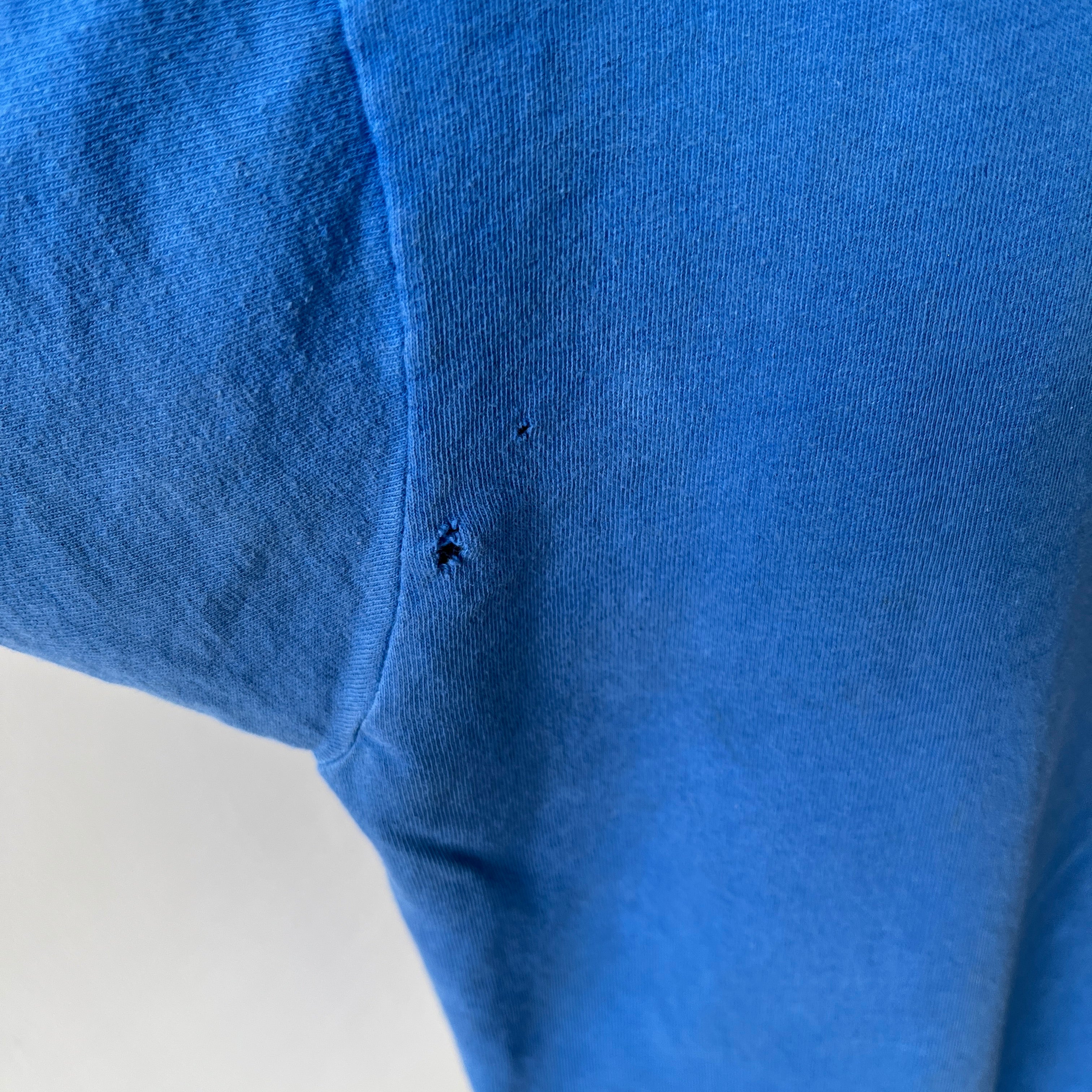 1980s Soft and Slouchy Cotton Dodger (or French) Blue FOTL Pocket T-Shirt